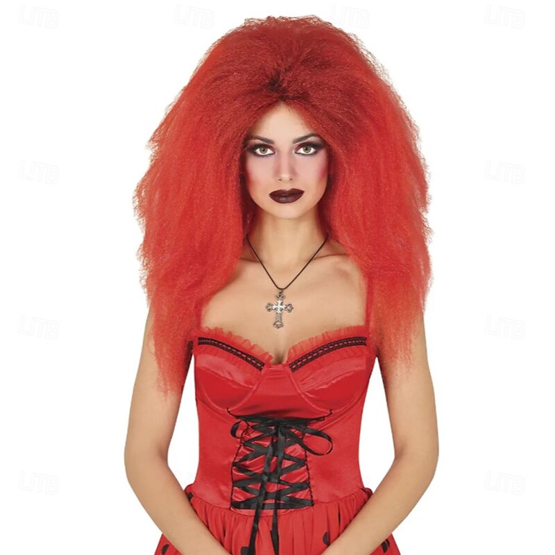 Red Devil's Mane Wig – Fiery Devil Hair for Halloween, Cosplay, Costume Parties, Role Play, and Dark Events