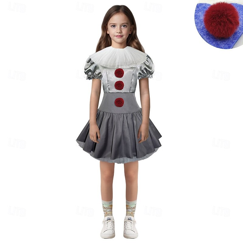 Clown Pennywise Halloween Dress Costume It Horror Scary Costume Kid's Adults' Women's Girls' Halloween Carnival Performance Party Easy Halloween Costumes Dress Up2