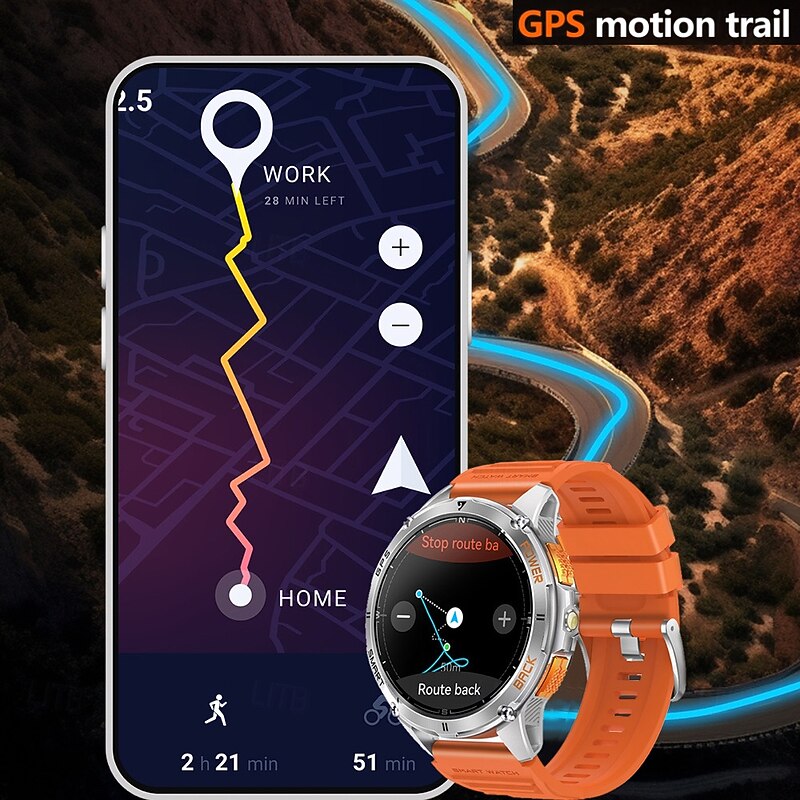 New Premium GPS Smart Watch Outdoor Altimeter Barometer AMOLED Screen Built-in GPS & Compass Military Sports Smartwatch Men4