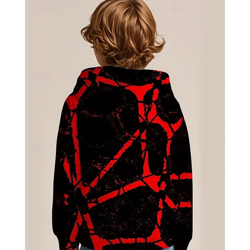 Halloween Boys' 3D Geometric Hoodie Long Sleeve Spring Fall Fashion Streetwear Kids 4-12 Years Hooded Outdoor Casual Daily Regular Fit2