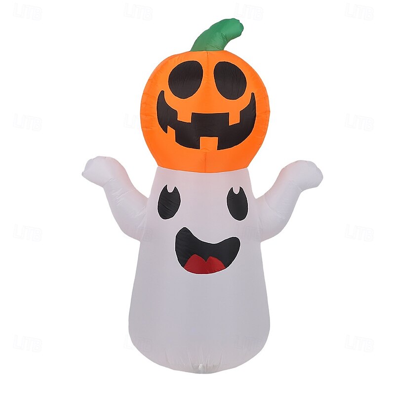 1 Pc New 1.5m Halloween Ghost Festival Lantern Pumpkin Head Ghost Inflatable Air Model Indoor and Outdoor Courtyard Garden Terrace Lawn Party Atmosphere Decorative Light4