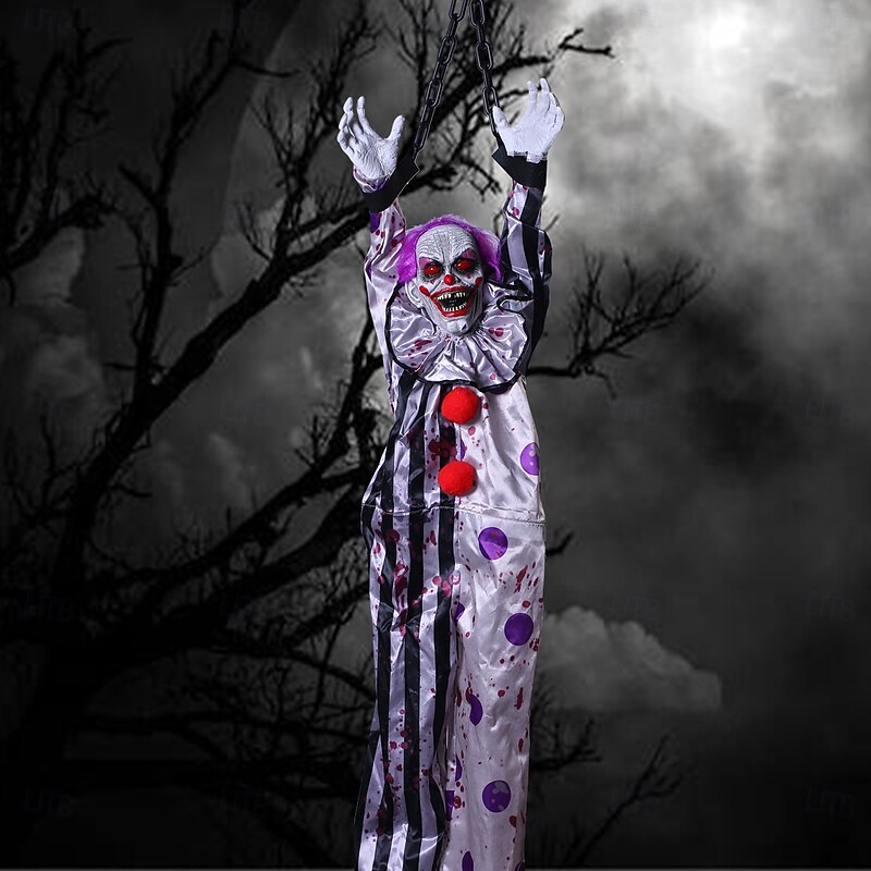 Terrifying Hanging Women Ghost, Halloween Scary Realistic Hanging Dead Body with Glowing Eyes, 3.93 Ft Sound Activated Hanging Ghost for Halloween Haunted Houses Party Outdoor Decorations3