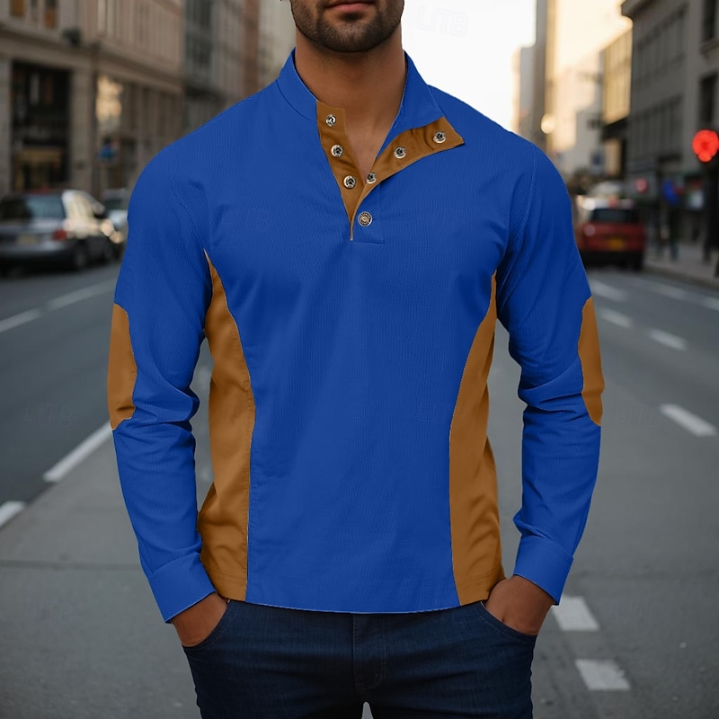 Men's Sweatshirt Button Up Hoodie Apricot Black White Red Blue Standing Collar Plain Patchwork Sports & Outdoor Casual Daily Streetwear Cool Sportswear Fall & Winter Clothing Apparel Hoodies4