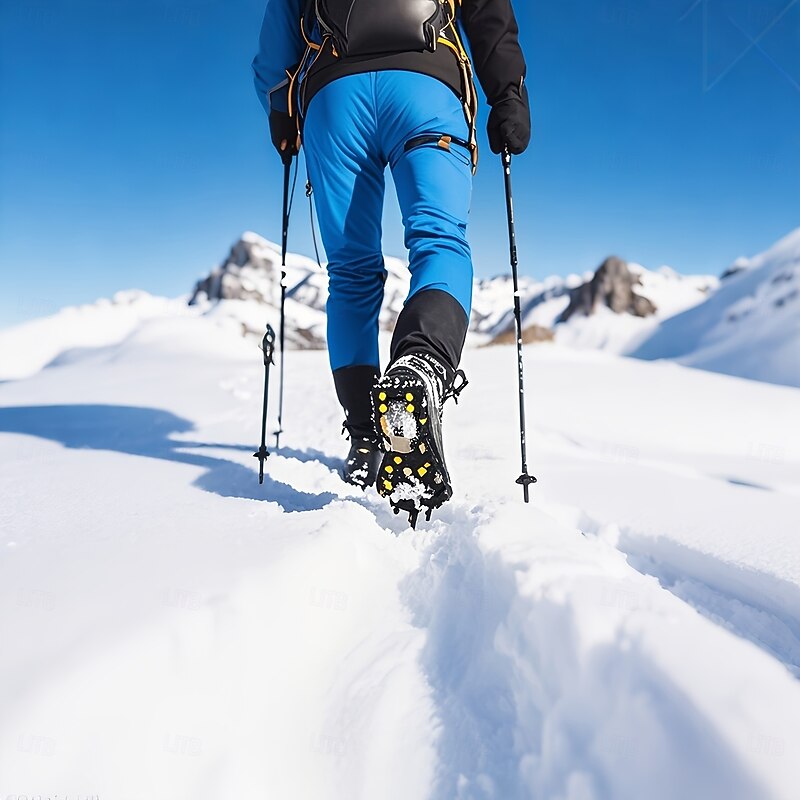 Winter Non-Slip Rubber Shoe Spikes, 10-Crampon Traction for Snow and Ice, Easy Installation, Black - Ideal for Outdoor Safety3