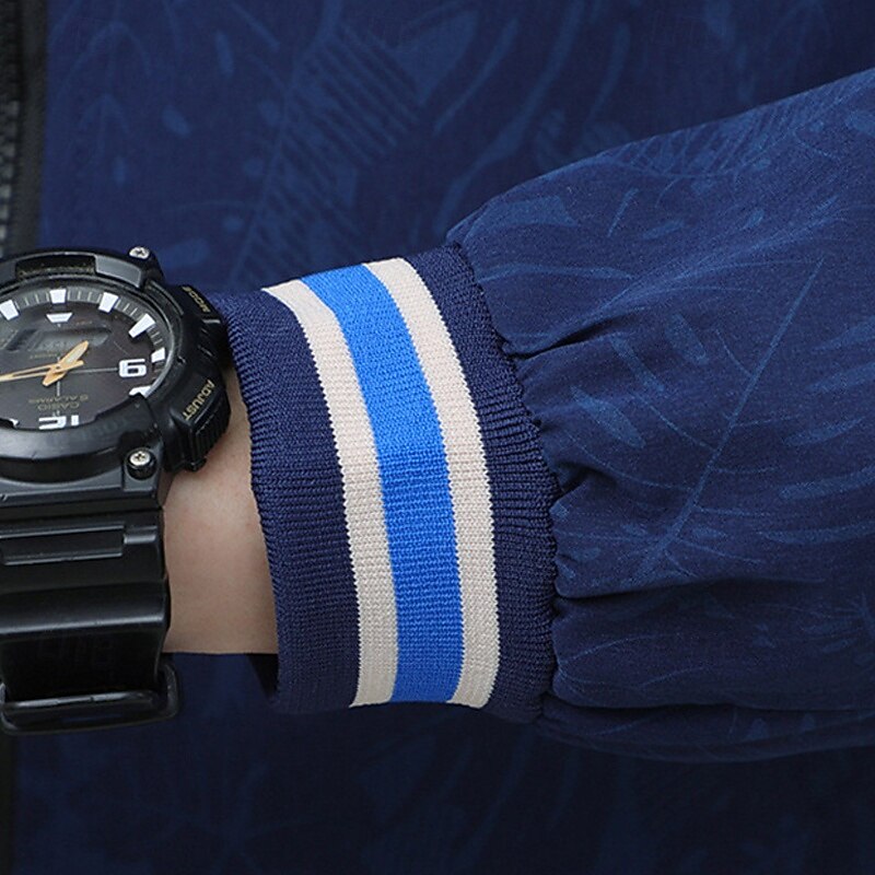 Men's Lightweight Jacket Casual Jacket Vacation Daily Pocket Spring Fall Print Fashion Classic Stand Collar Regular Black Dark Blue Jacket4