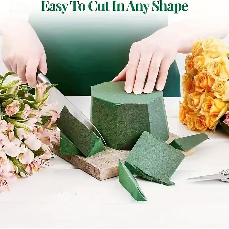 6PCS High Density Wet and Dry Floral Foam, Bouquet Centerpiece Decoration Material, Keeps Flowers Fresh and Secure, Professional Flower Arrangement Supplies with Natural Texture4