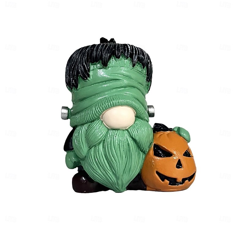 Halloween Resin Gnome Figurine, Pumpkin Gnome Decoration for Home, Office, Garden, Durable Resin Statue, Unique Gift Idea2