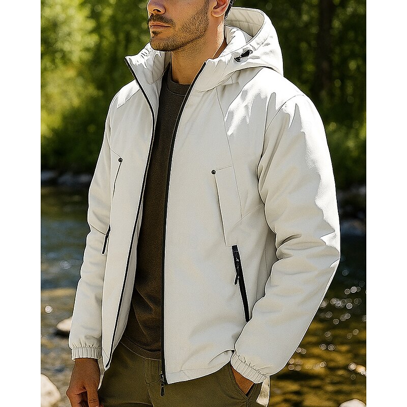 Men's Softshell Jacket Hiking Jacket Winter Jacket Thermal Jacket Winter Outdoor Thermal Warm Waterproof Windproof Lightweight Top Black Purple Khaki3