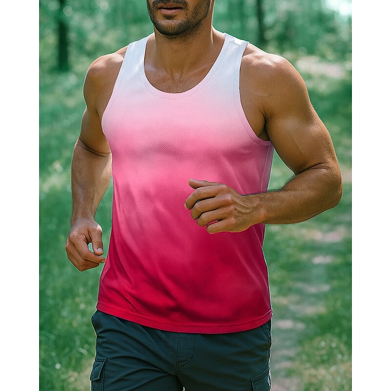 Men's Running Tank Top Gym Tank Top Sleeveless Top Graphic Quick Dry Lightweight Breathable Gym Workout Tennis Golf Sportswear Activewear Pink Blue Purple4