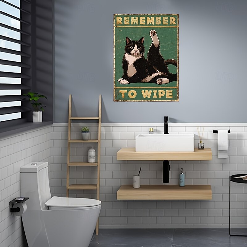 Charming Bathroom Cat Canvas Art Frameless Wall Decor for Home Office Cafe  Perfect for Bedroom Living Room Kitchen3