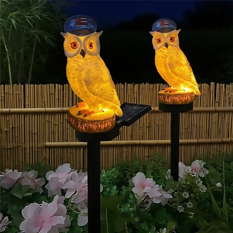Solar Lawn Light Animal Shaped Light Owl Ground Plug Light Courtyard Decorative Light  1PC