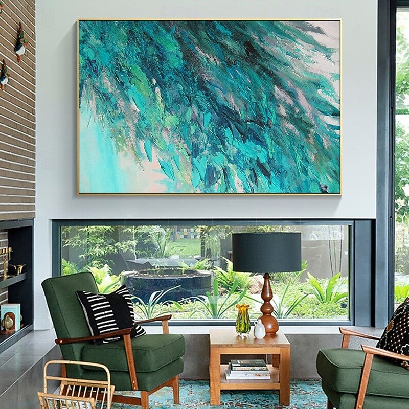 Handmade Oil Painting Canvas Wall Art Decoration Hand-painted  Modern Green Abstract for Home Decor Rolled Frameless Unstretched Painting3