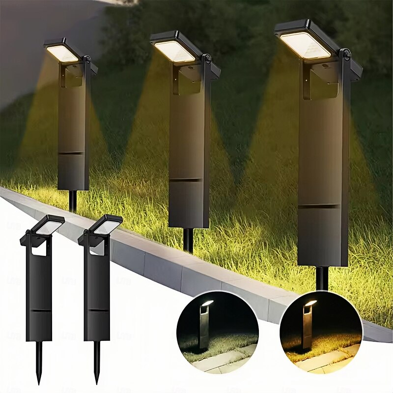 Solar Pathway Lights Dual Color Temperature Outdoor Adjustable Head Solar Path Lights  Waterproof Solar Powered Landscape Light Garden  1PC - Main Image