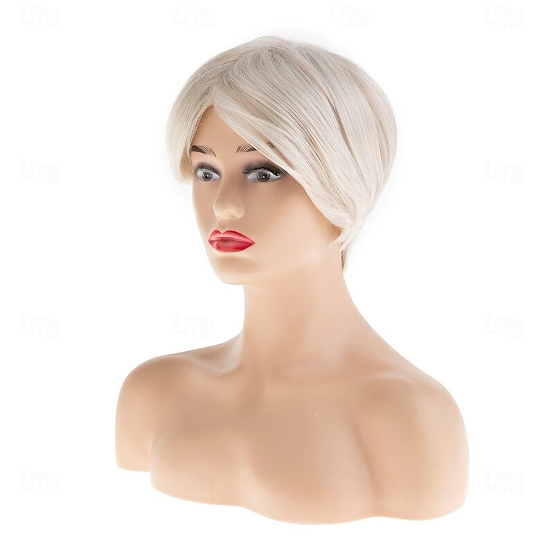 Sallcks Short Blonde Wig for White Women Pixie Layered Natural Looking Synthetic Hair Wig for Daily Party Halloween4