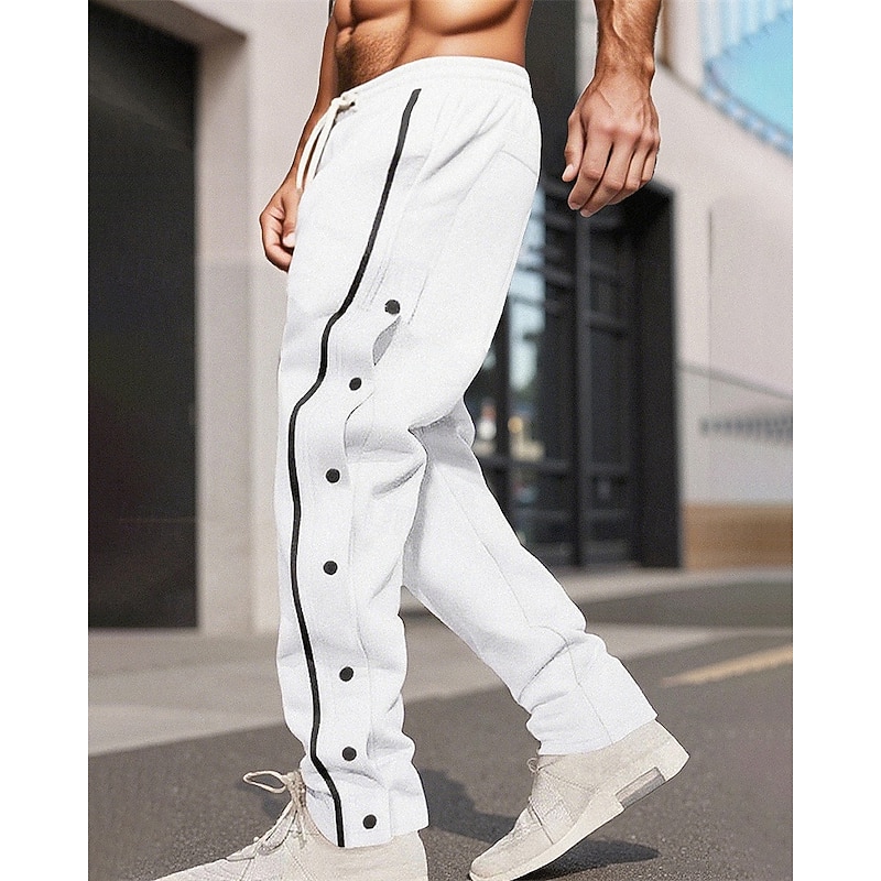Men's Sweatpants Tear Away Pants Trousers Straight Leg Sweatpants Pocket Elastic Waist Drawstring Plain Comfort Sports Outdoor Daily Fashion Casual Black White Micro-elastic