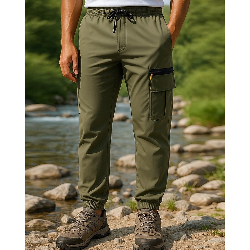 Men's Cargo Pants Hiking Pants Trousers Hiking Rain Pants Outdoor Regular Fit Waterproof Windproof Lightweight Bottoms Pocket Black Army Green Camping / Hiking Running S M L XL XXL3