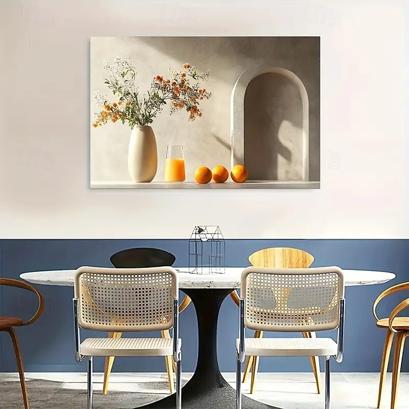 Minimalist Style Modern Vase Art Canvas Painting Frameless Living Room And Bedroom Wall Decoration White