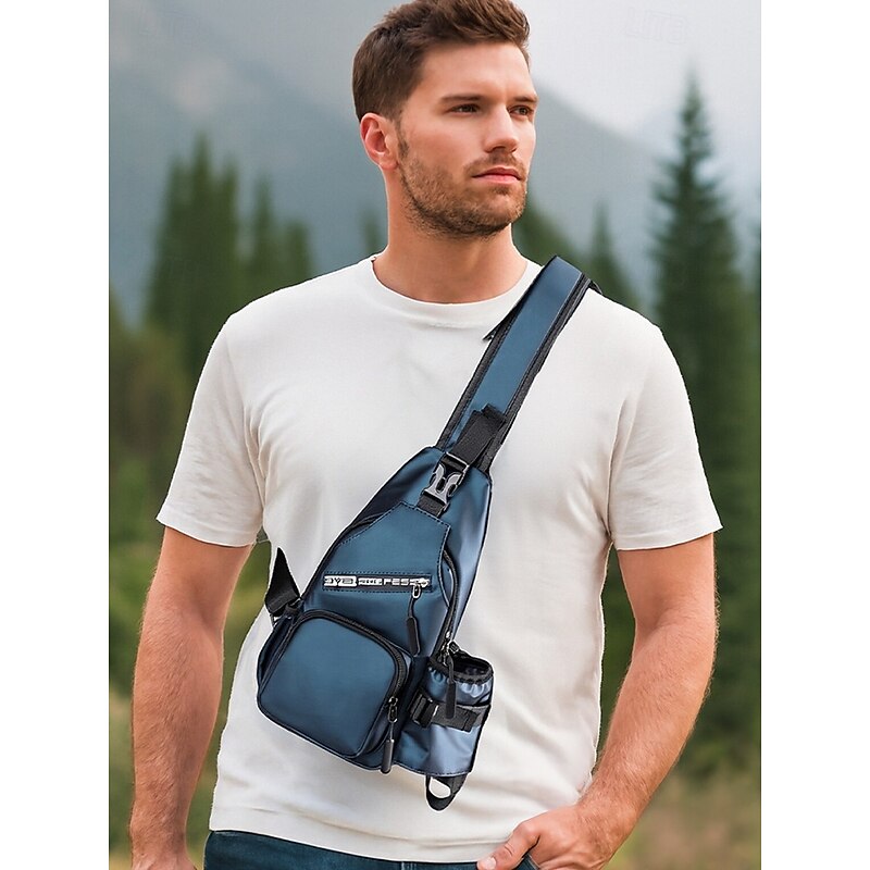 Men's Waterproof Crossbody Sling Bag – Lightweight Casual Chest Bag with Multiple Compartments, Adjustable Strap, and Water-Repellent Fabric for Travel, Outdoor and Daily Use2