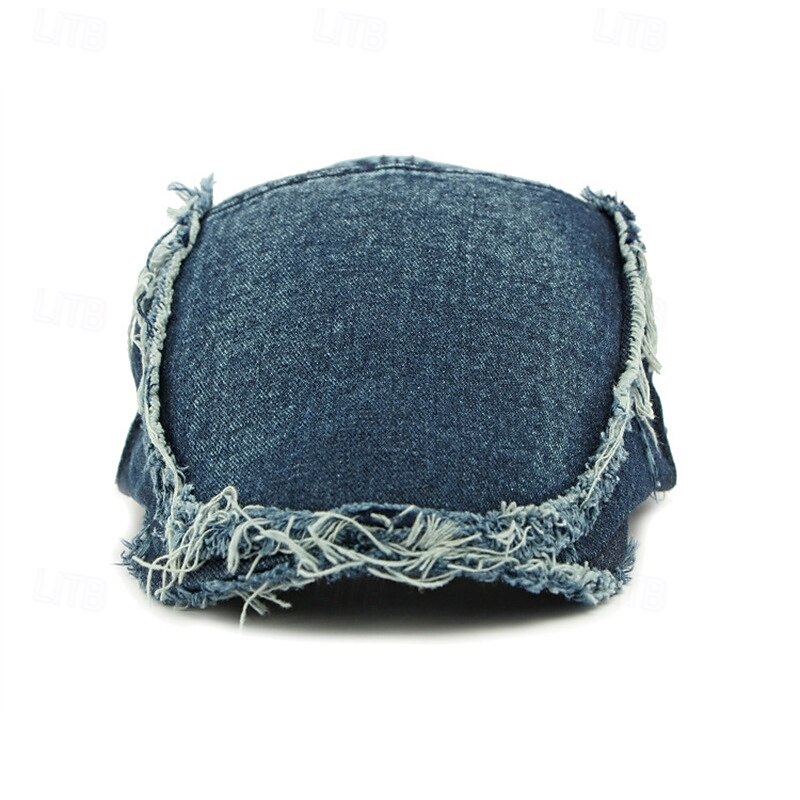 Men's Flat Cap Ascot Hat Newsboy Hat Blue Deep Blue Denim Fashion Casual Street Daily Plain Adjustable Sunscreen Breathable2