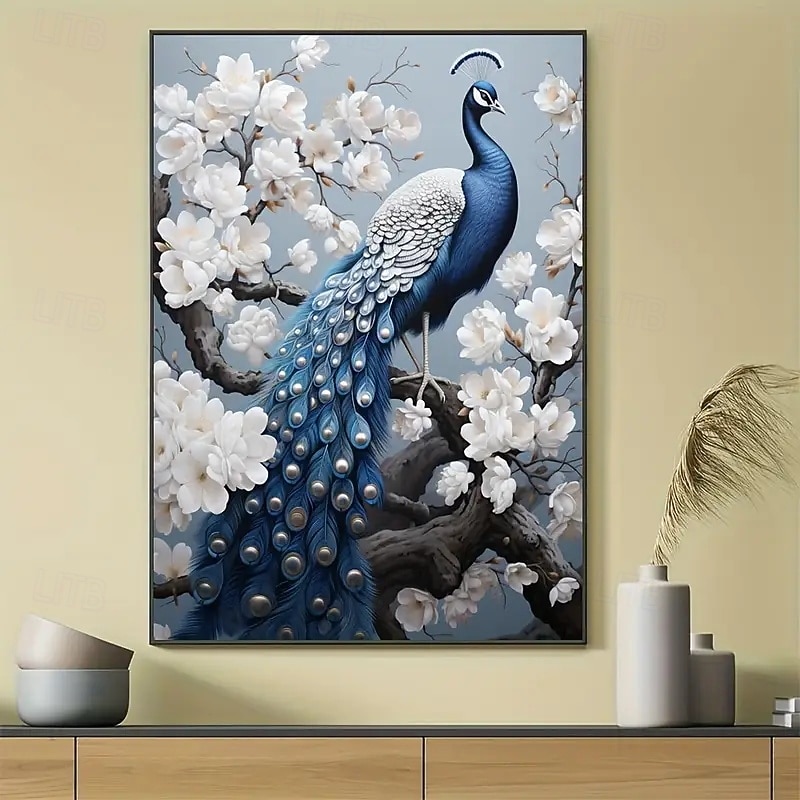 Modern Peacock Canvas Art Poster Frameless Living Room And Bedroom Wall Decoration