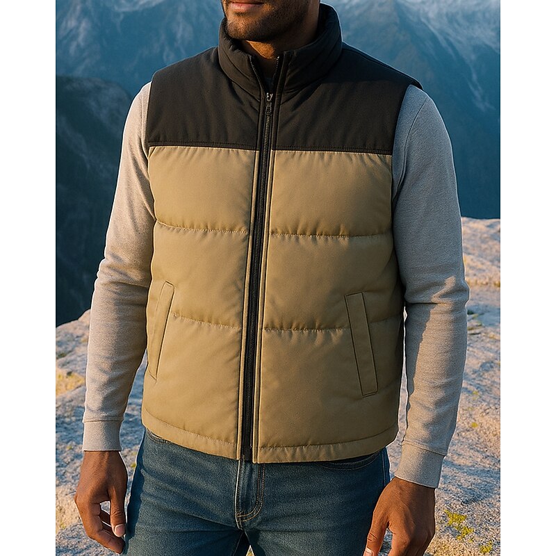 Men's Fleece Vest Sleeveless Vest Outdoor Thermal Warm Winter Full Zip Polyester Patchwork Black White Pink Hunting Fishing Climbing3