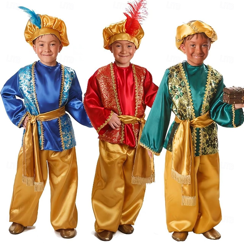 Fairy Tale Arabian Nights Prince Aladdin Cosplay Costume Outfits Storybook Characters Traditional Movie Cosplay for Boys' Kid's Halloween Carnival World Book Day Performance Educational Dress Up - Main Image