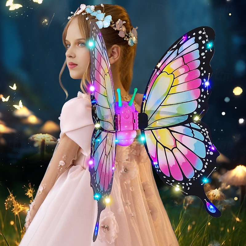 Elf Butterfly Halloween Electric Butterfly Wings Fantasy Music Flashing Flapping Kid's Adults' Women's Girls' Halloween Carnival Performance Party Easy Halloween Costumes Dress Up