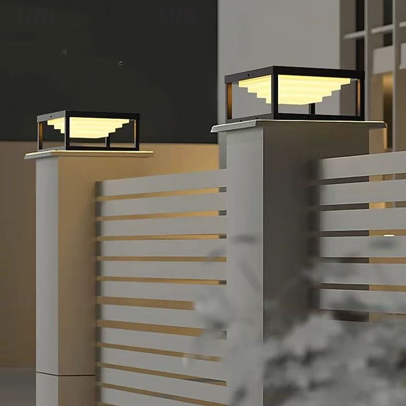 Outdoor Post Light IP65 Waterproof Lamp Post Light Fixture Black Acrylic 25/30cm Exterior Post Lamp for Driveway Backyard Patio Garden2