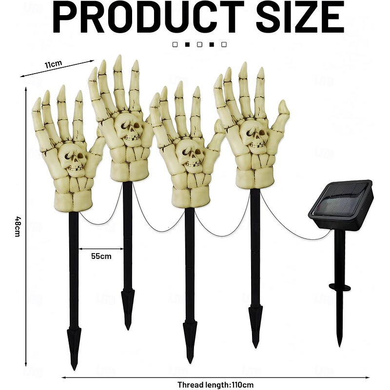 4 In 1 Outdoor Solar Simulation Skull Palm Insertion Light Courtyard Garden Path Party Horror and Weird Decorative Light Landscape Light2