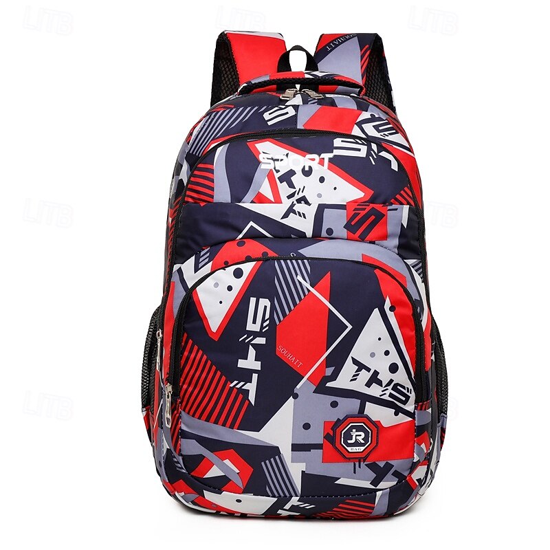 Boys' Geometric Camouflage School Backpack – Sporty Lightweight Bookbag for Middle & High School Students
