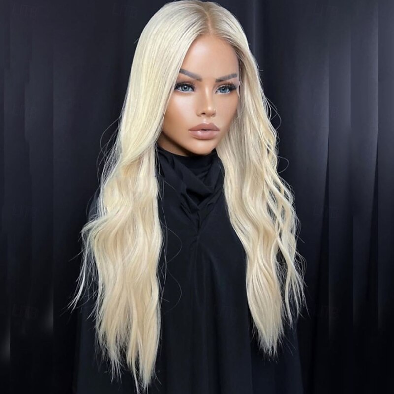Ash Blonde 5x5 Closure Wigs 13x4 Lace Front Wig Brazilian Hair Wavy Human Hair Wig with Baby Hair Natural Hairline 100% Virgin Hair Glueless Pre-Plucked For Women3
