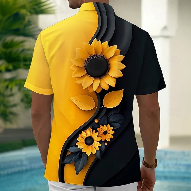 Men's Smoky Floral Print Halloween Costumes Shirt Summer Shirt Button Up Shirt Short Sleeve Vintage Retro Outdoor Vacation Dailywear Summer Spring Turndown 3D Print Collared Shirts Front One Pocket4