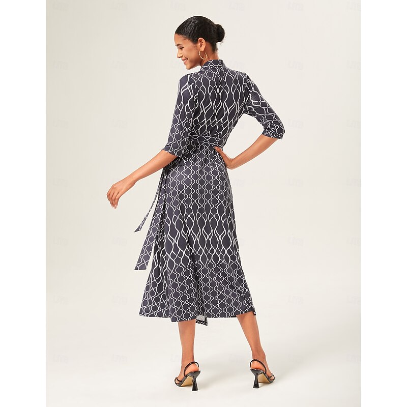 Geometric Print Stretch Wrap Dress4