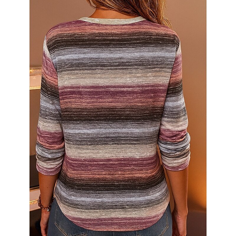 Easter Women's T shirt Long Sleeve Crew Neck Long Sleeve Tunic Graphic Geometric Plaid Vintage Stylish Classic Round Neck Regular Tops Daily Print Dusty Rose Blue Fall Prefall3