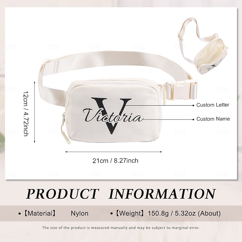 Personalized Name White Crossbody Bag with Custom Initials, Minimalist Everyday Fashion Accessory – Unique Custom Gift for Friends2
