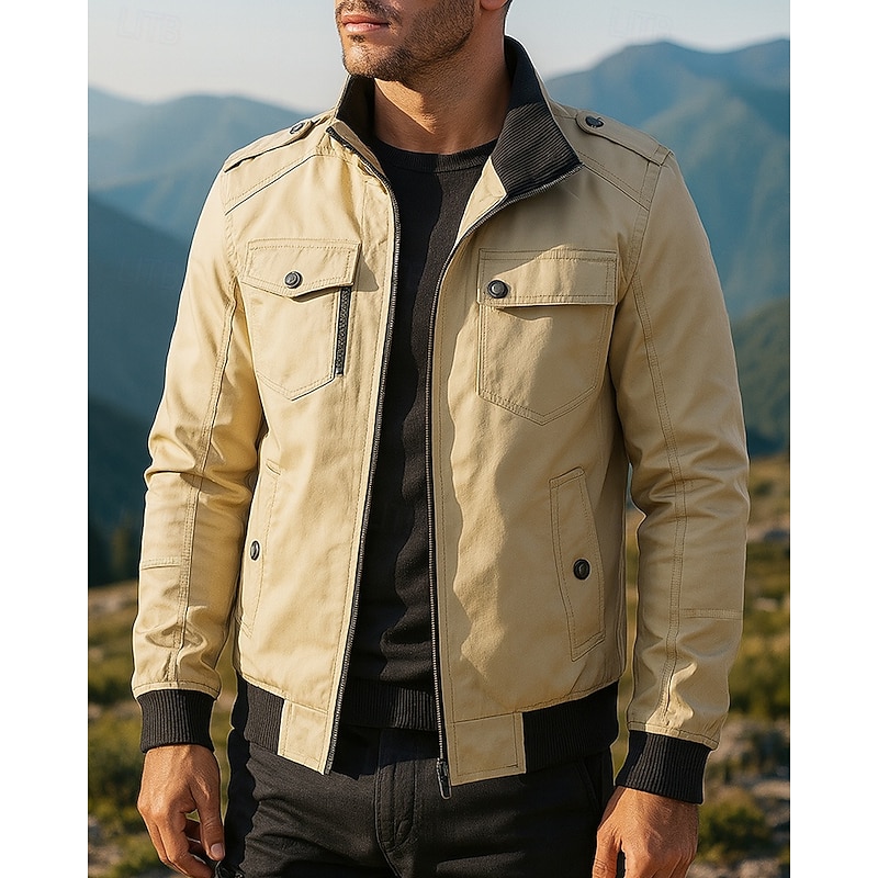 Men's Windbreaker Hiking Jacket Outdoor Windproof Hiking Outfits Hiking Clothes Spring Autumn / Fall Top Camping / Hiking / Caving Running Black Red Green