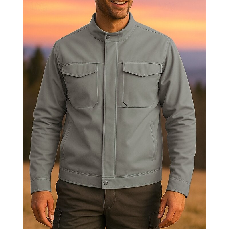 Men's Hiking Jacket Outdoor Waterproof Windproof Quick Dry Breathable Hiking Outfits Hiking Clothes Spring Autumn / Fall Jacket Hunting Fishing Climbing Solid Color Black Green Khaki4