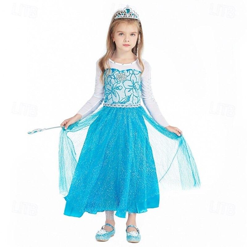 Frozen Princess Elsa Dress Flower Girl Dress Tulle Dresses Adventure Movie Cosplay Movie Cosplay for Girls' Kid's Christmas Carnival World Book Day Performance Educational Dress Up School Event Dress4