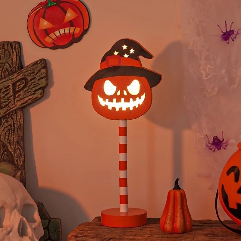 Halloween Night Light Wooden Halloween Pumpkin Lamp Battery Powered Ghost Lamp Bat Lamp Skull Lamp Home Indoor Bedroom Decorative Lamp4