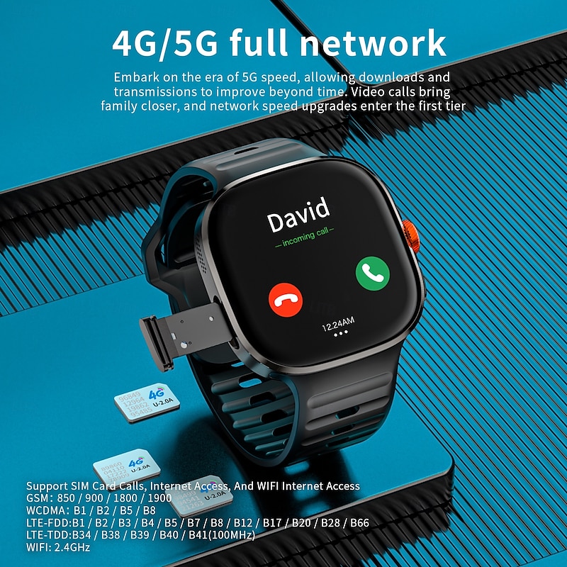 LOKMAT APPLLP 6 MAX Smart Watch 2.16 inch 4G LTE Cellular Smartwatch Phone 3G 4G 3G Pedometer Call Reminder Activity Tracker Compatible with Android iOS Women Men GPS Hands-Free Calls Media Control4