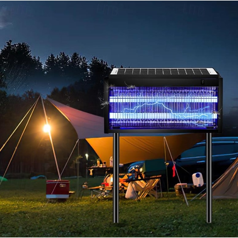 Solar Bug Zapper Outdoor, Mosquito Zapper Waterproof Electric Fly Zapper Rechargeable Mosquito Killer Lamp with 15W Solar Panel, Cordless Fly Trap for Backyard, Patio, Garden, RV, Camping