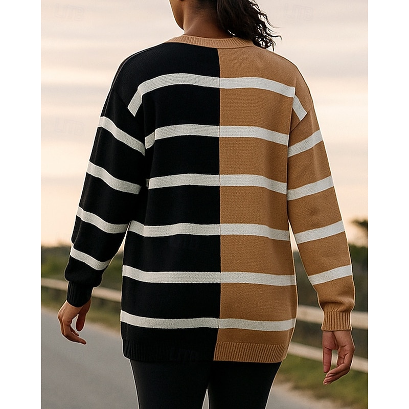 Women's Pullover Sweatshirt Casual Tops Long Sleeve Top Athleisure Stripes Sun Protection Windproof Gym Outdoor Running Sportswear Activewear Apricot Black Yellow2