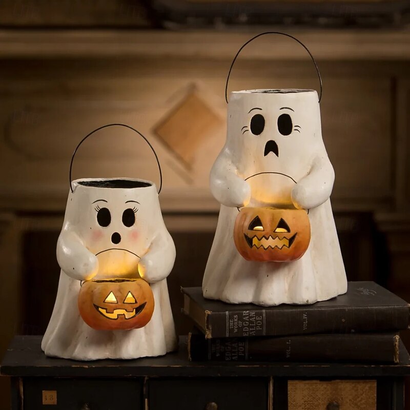 1 Pc Halloween Ghost Pumpkin Lantern Ornament Small Night Light Bedhead Restaurant Party Atmosphere Decorative Light