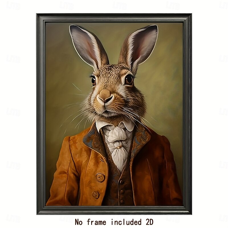 Vintage Rabbit Canvas Art Funny Creative Frameless Wall Decor for Home Office Cafe & More4