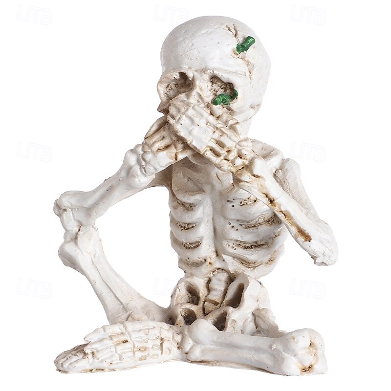 Halloween Resin Figurine INS Style Skull Head Craft Decoration Spooky Resin Ornament for Halloween Party Tabletop Display Creepy Home Decor Haunted House Holiday Accessory2