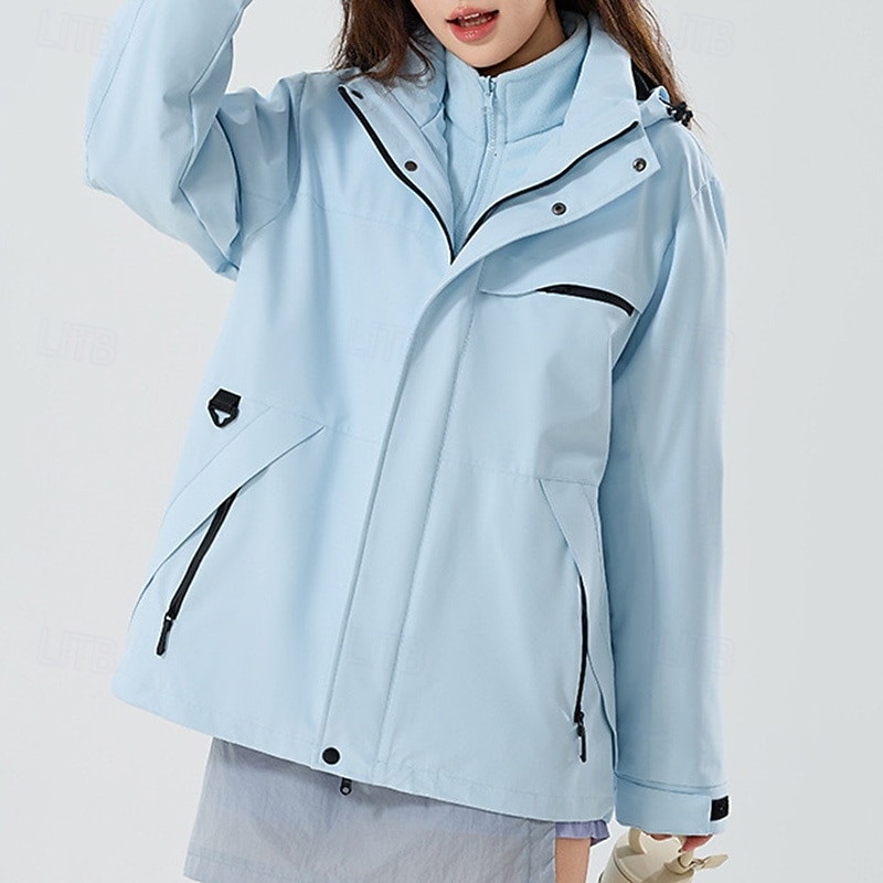 Women's Hiking Jacket Outdoor Waterproof Windproof Hiking Outfits Hiking Clothes Spring Autumn / Fall Top Camping / Hiking / Caving Running Solid Color Yellow Blue Green