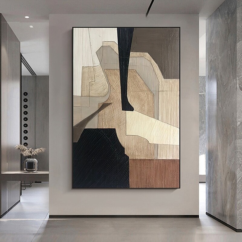 Handmade Oil Painting Canvas Wall Art Decoration Modern Abstract Geometric Shapes Home Decor Rolled Frameless Unstretched Painting