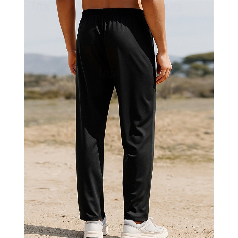 Men's Running Pants Sports Trousers Jogger Sweatpants Pocket Drawstring Straight Bottoms Athleisure Gym Workout Lightweight Breathable Fishing Hiking Running Loose Fit Sportswear Activewear Solid2
