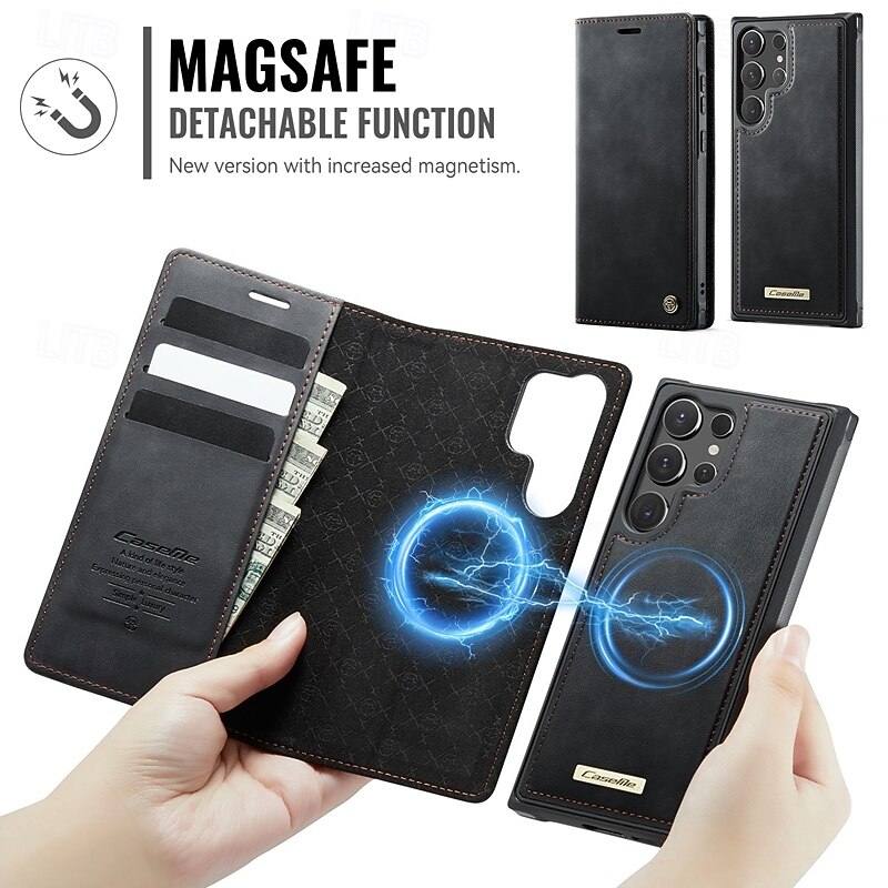 Phone Case For Samsung Galaxy S25 S25 Edge S24 S24 FE S23 Ultra Plus S22 Plus  Ultra A16 A55 5G A35 5G A15 Wallet Case with Stand Holder Detachable Magnetic Retro TPU PU Leather3