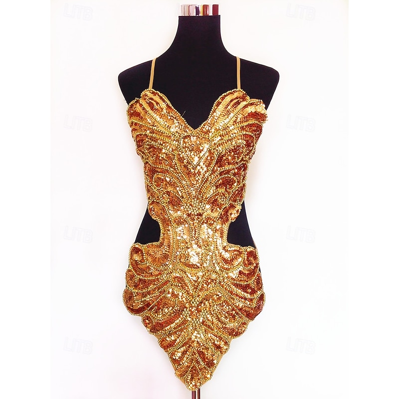 Sequin Beading Butterfly Bellyband Hollowed Halter Backless Lace-up Dress4